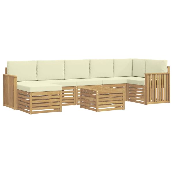 Комплект дивани за открито 8 pcs Бяло и кремаво 59 x 59 x 37 см