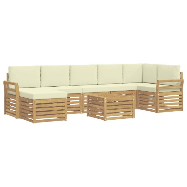 Комплект дивани за открито 8 pcs Бяло и кремаво 59 x 59 x 37 см