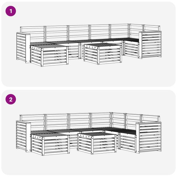 Комплект дивани за открито 8 pcs Бяло 59 x 59 x 37 см