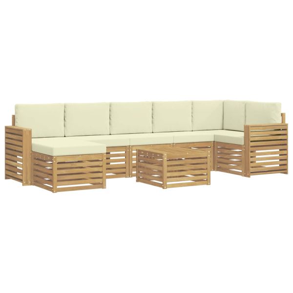 Комплект дивани за открито 8 pcs Бяло и кремаво 59 x 59 x 37 см