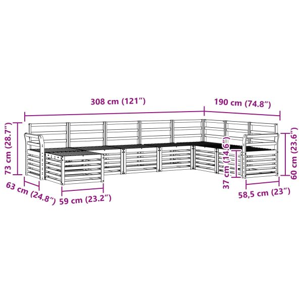 Комплект дивани за открито 8 pcs Бяло 308 x 190 x 73 см