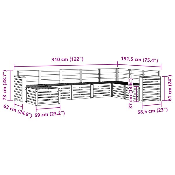 Комплект дивани за открито 8 pcs Бяло 310 x 191,5 x 73 см