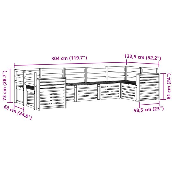 Комплект дивани за открито 7 pcs Бяло 304 x 132,5 x 73 см