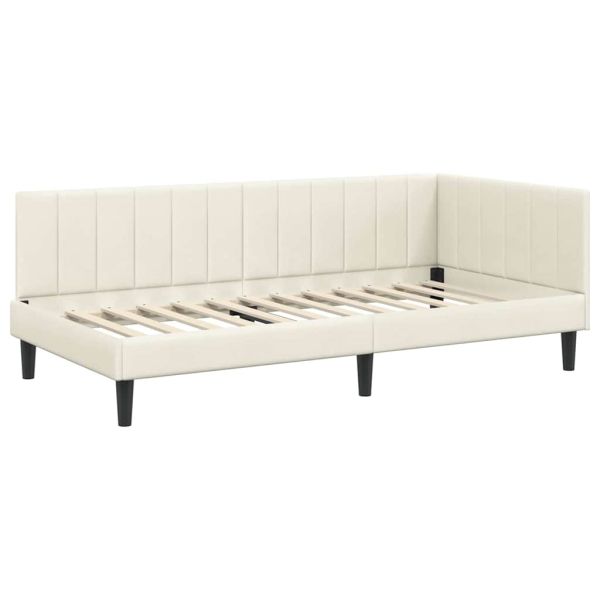 Ъглова рамка за легло с матрак с таблото 2 pcs Крем Кадифе