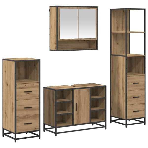 Комплект мебели за баня 4 бр. Дъб 80 x 33 x 60 см