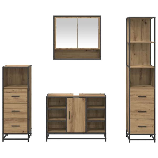 Комплект мебели за баня 4 бр. Дъб 80 x 33 x 60 см