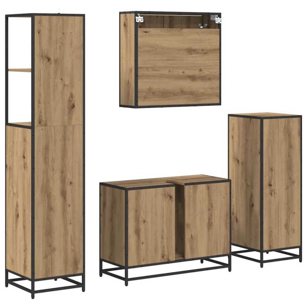 Комплект мебели за баня 4 бр. Дъб 80 x 33 x 60 см