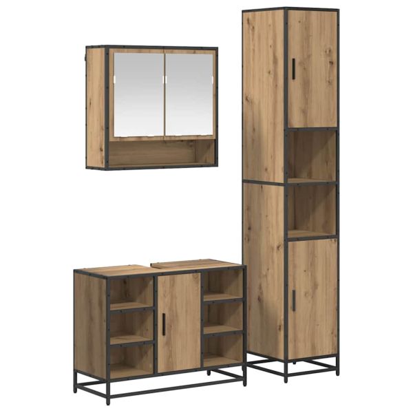 Комплект мебели за баня 3 бр. Дъб 35 x 37,5 x 188,5 см