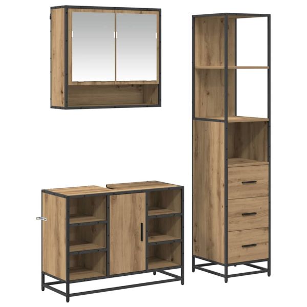 Комплект мебели за баня 3 бр. Дъб 35 x 37,5 x 166 см