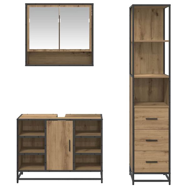 Комплект мебели за баня 3 бр. Дъб 35 x 37,5 x 166 см
