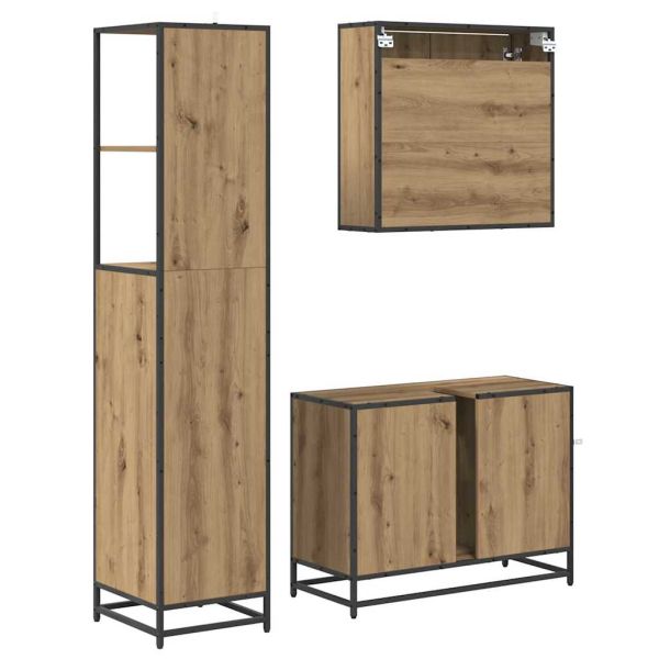 Комплект мебели за баня 3 бр. Дъб 35 x 37,5 x 166 см