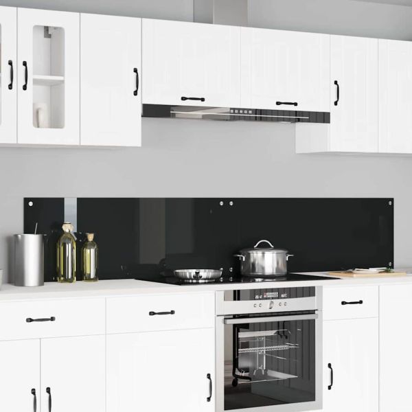 Кухненски гръб 2 pcs Черно 110 x 40 cm закалено стъкло