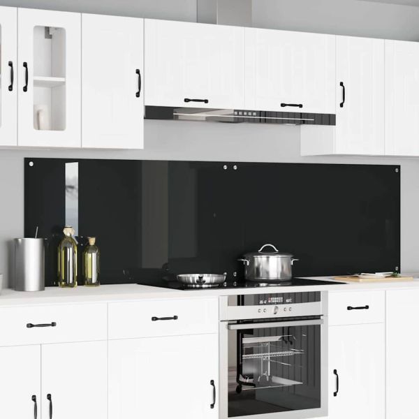 Кухненски гръб 2 pcs Черно 110 x 60 cm закалено стъкло