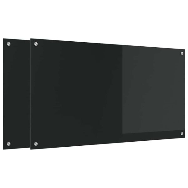 Кухненски гръб 2 pcs Черно 110 x 60 cm закалено стъкло
