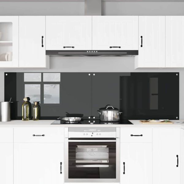 Кухненски гръб 2 pcs Черно 110 x 60 cm закалено стъкло