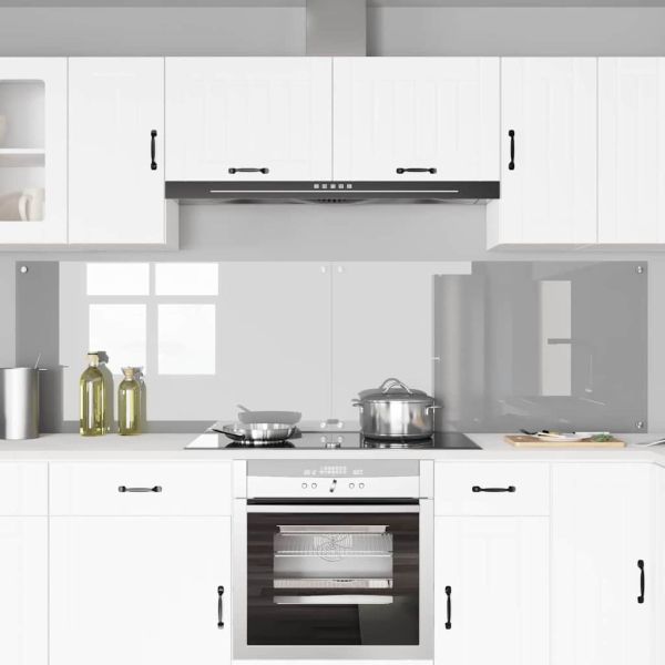 Кухненски гръб 2 pcs Светлосиво 110 x 60 cm закалено стъкло