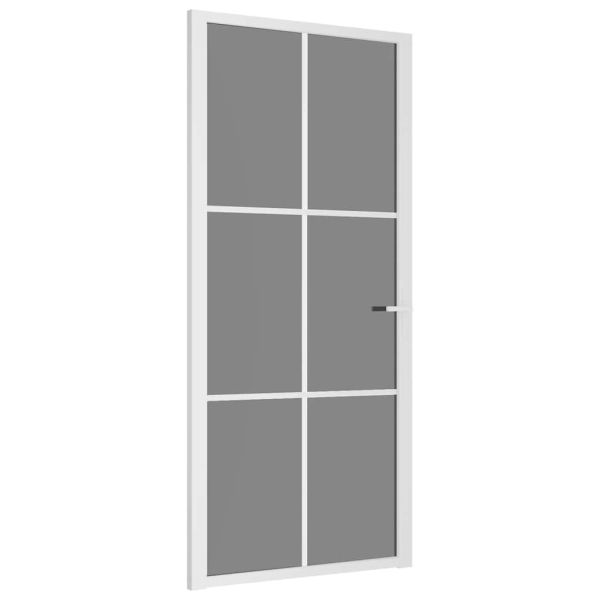 Интериорна врата 93x201,5 см бяла ESG стъкло и алуминий