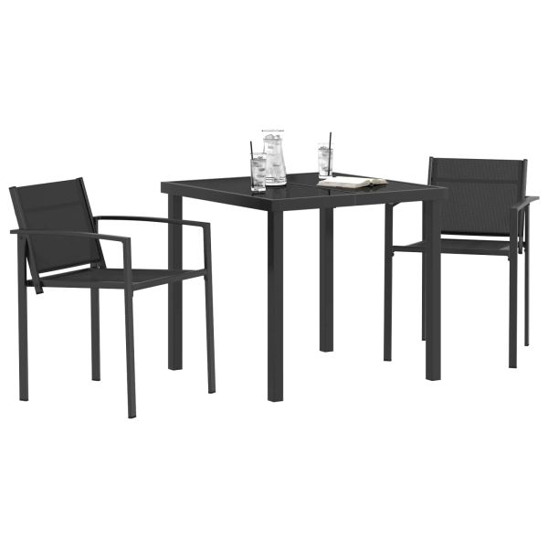 Комплект за външни мебели 3 pcs Черно и антрацит Textilene