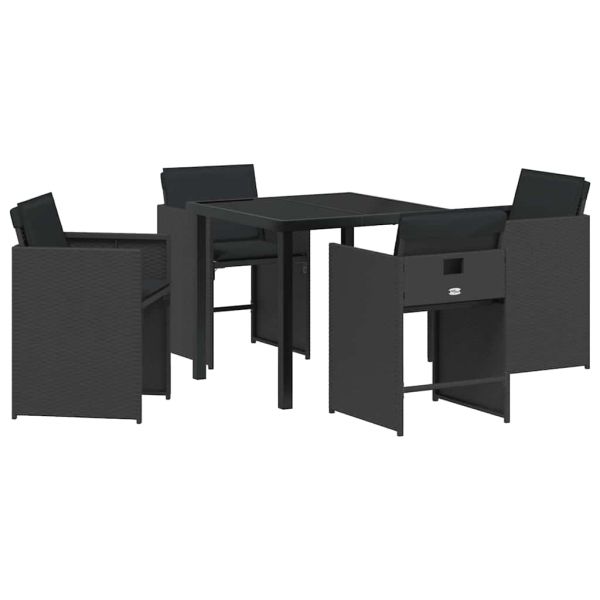 Комплект за хранене в градината 5 pcs Черно полиратан