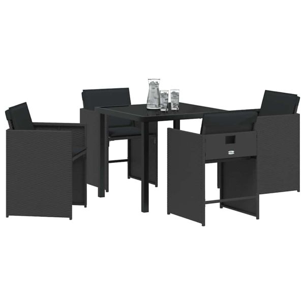 Комплект за хранене в градината 5 pcs Черно полиратан