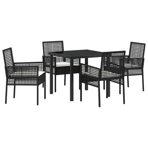Комплект за хранене в градината 5 pcs Черно полиратан