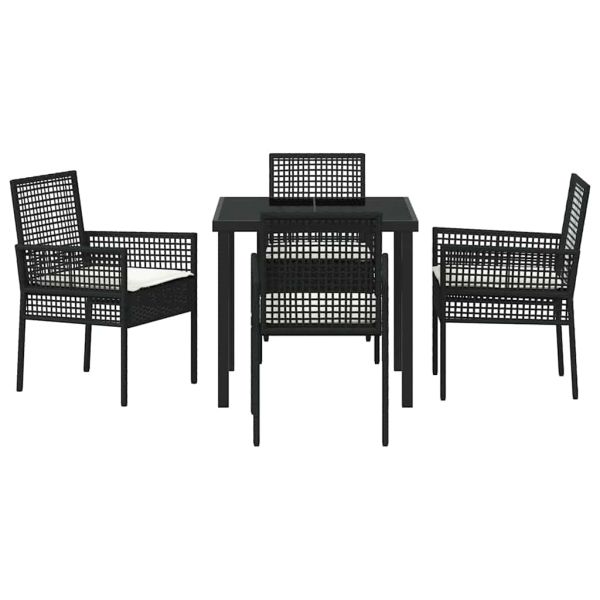 Комплект за хранене в градината 5 pcs Черно полиратан