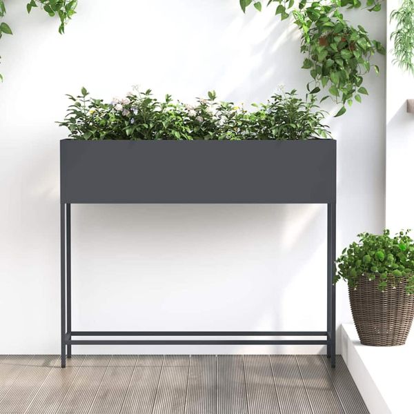 Повдигната градинска саксия Антрацит 100 x 26 x 82 см Стомана