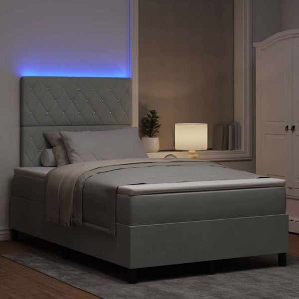 LED кутия за пружини с легло Светлосиво 120 x 190 cm Кадифе
