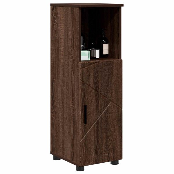 Шкаф за баня Кафяв дъб 30 x 35 x 95 см Инженерно дърво & Метал