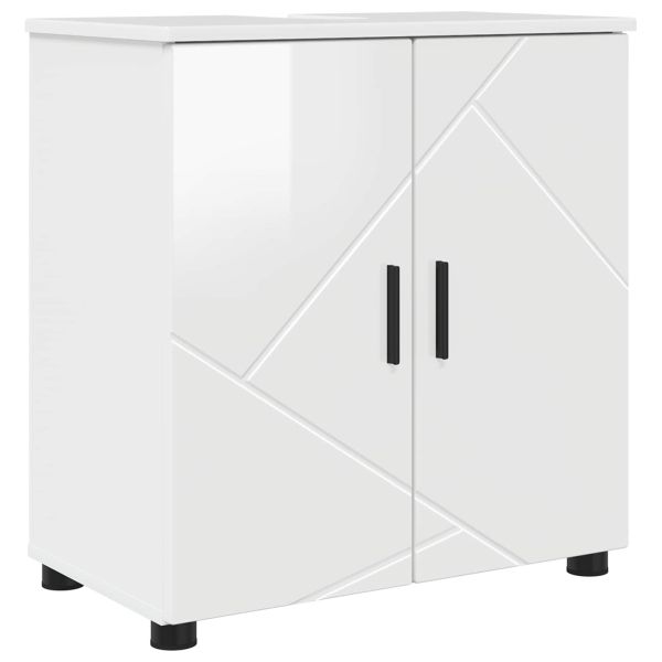 Шкаф за баня със съхранение Лъскаво бяло 61 x 35 x 64 см