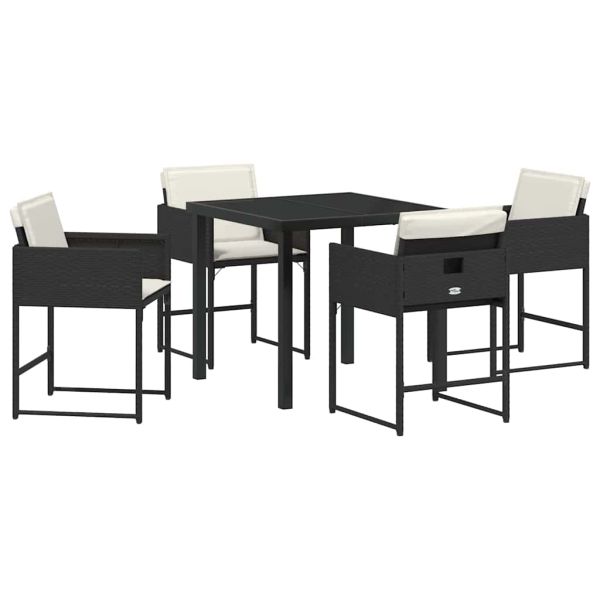 Комплект за хранене в градината 5 pcs Черно полиратан