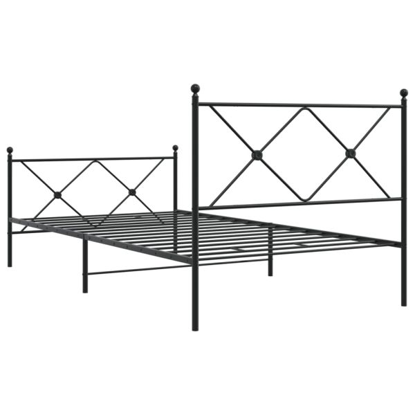 Метална рамка за легло с горна и долна табла, черна, 100x200 см