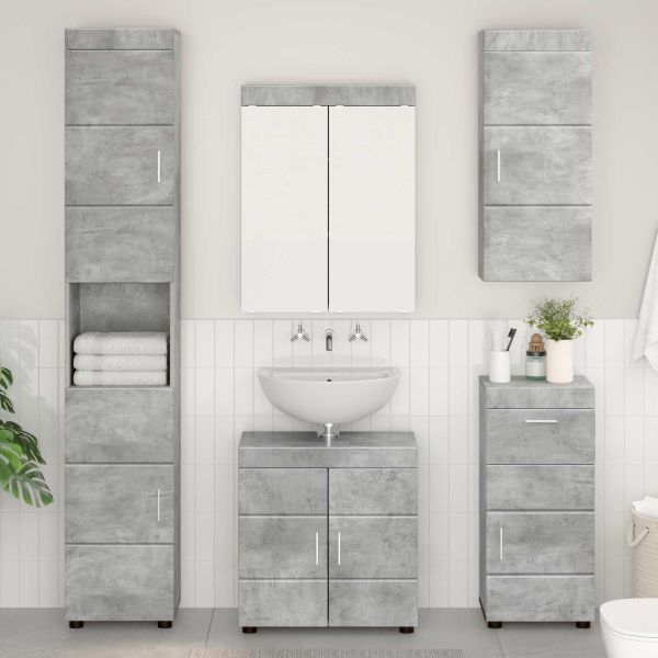 Банен стенен шкаф с рафт TULUM Циментено сиво 37 x 24,5 x 86 см