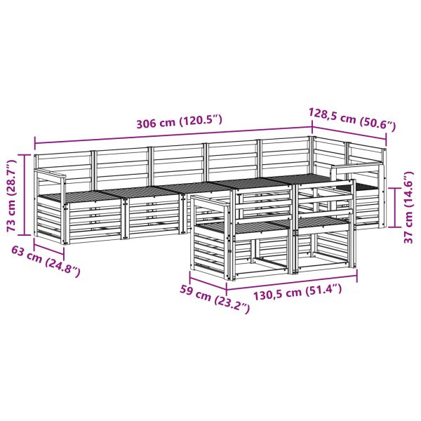 Комплект дивани за открито 8 pcs Бяло 306 x 128,5 x 73 см
