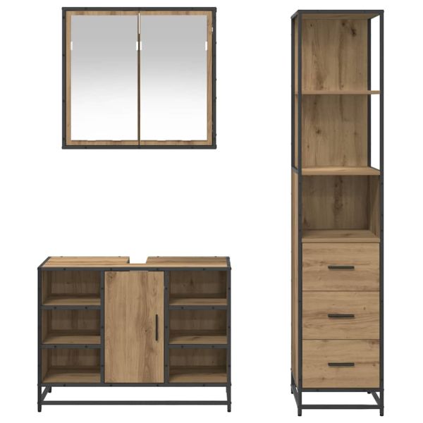 Комплект мебели за баня 3 бр. Дъб 80 x 33 x 60 см