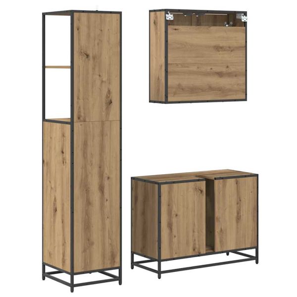 Комплект мебели за баня 3 бр. Дъб 80 x 33 x 60 см