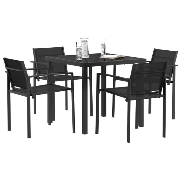 Комплект за външни мебели 5 pcs Черно и антрацит Textilene