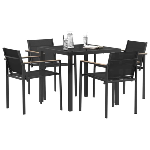 Комплект за външни мебели 5 pcs Черно и антрацит Textilene