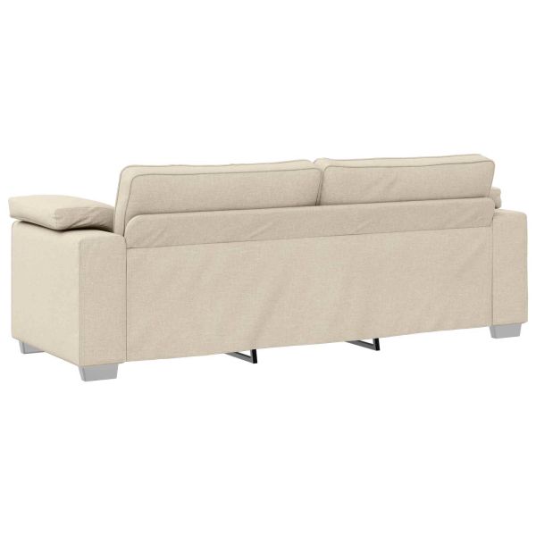 Диван 3 pcs Бежово 219 x 80 x 82 см Ленена смесена тъкан