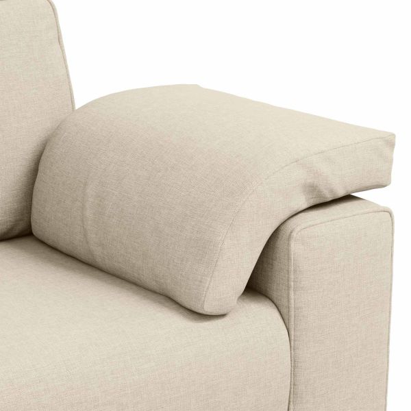 Диван 3 pcs Бежово 219 x 80 x 82 см Ленена смесена тъкан