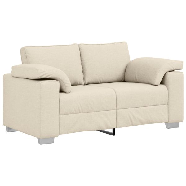 Диван 2 pcs Бежово 219 x 80 x 82 см Ленена смесена тъкан