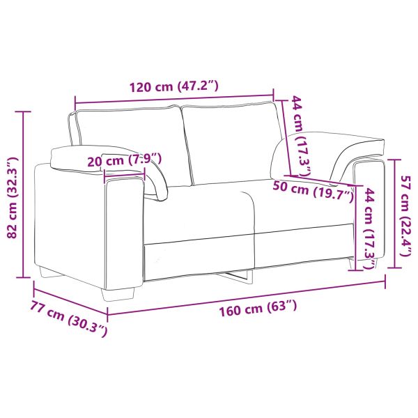 Диван 2 pcs Бежово 219 x 80 x 82 см Ленена смесена тъкан