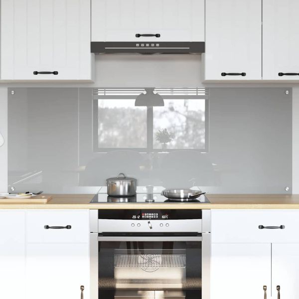 Кухненски гръб 2 pcs Светлосиво 80 x 60 cm закалено стъкло