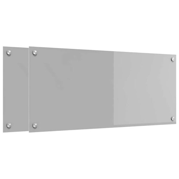 Кухненски гръб 2 pcs Светлосиво 90 x 40 cm закалено стъкло