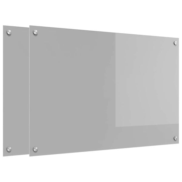 Кухненски гръб 2 pcs Светлосиво 90 x 60 cm закалено стъкло