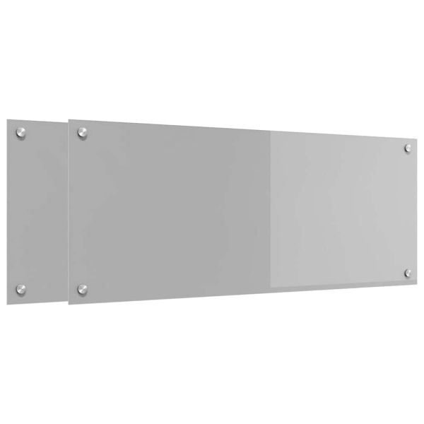 Кухненски гръб 2 pcs Светлосиво 100 x 40 cm закалено стъкло