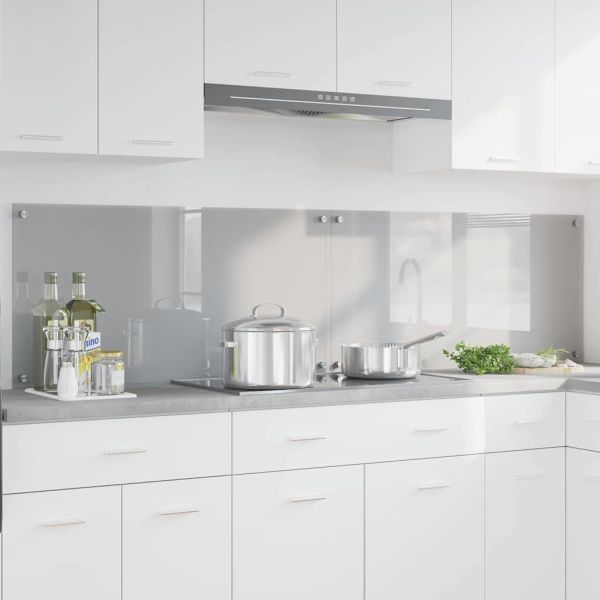 Кухненски гръб 2 pcs Светлосиво 100 x 50 cm закалено стъкло