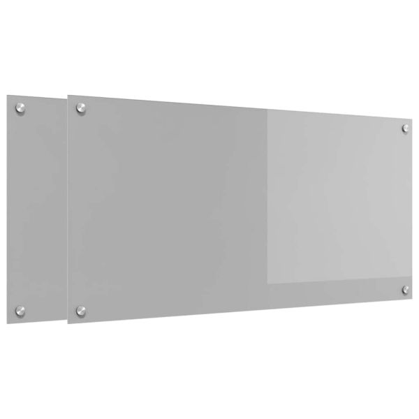 Кухненски гръб 2 pcs Светлосиво 100 x 50 cm закалено стъкло
