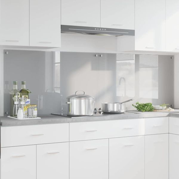 Кухненски гръб 2 pcs Светлосиво 100 x 60 cm закалено стъкло