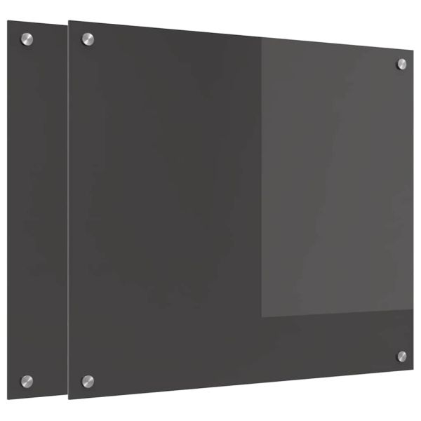 Кухненски гръб 2 pcs Тъмен сив 70 x 60 cm закалено стъкло